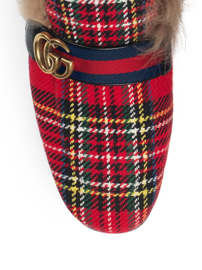 princetown tartan slipper with double g